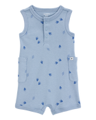 Baby Boy Dinosaur Cotton Romper - Blue, image 1 of 4 slides