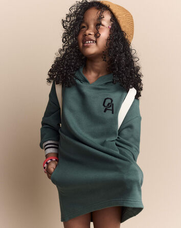 Toddler Girl Long-Sleeve Hooded Sweatshirt Dress - Green, 