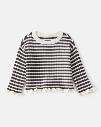 Baby Girl Striped Long-Sleeve Sweater - Ivory/Black, 