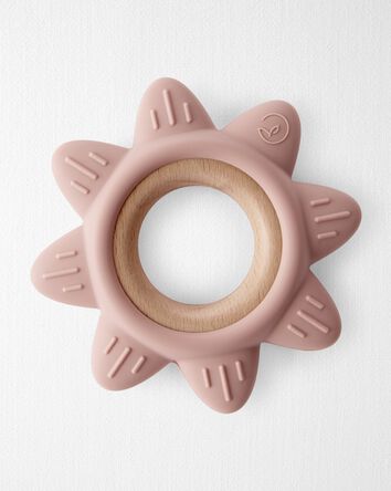 Baby Little Planet Silicone & Wood Teether - Pink, 