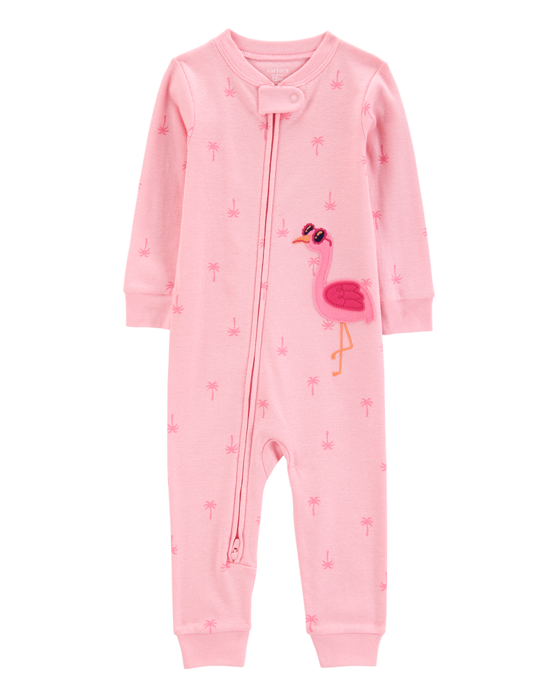 Toddler Girl Flamingo Print Snug Fit Cotton Footless 1-Piece Pajamas - Pink, image 1 of 4 slides