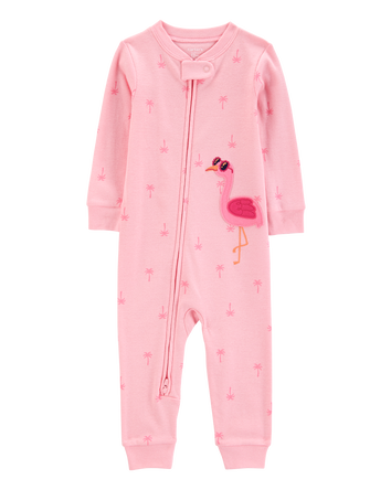 Toddler Girl Flamingo Print Snug Fit Cotton Footless 1-Piece Pajamas - Pink, 