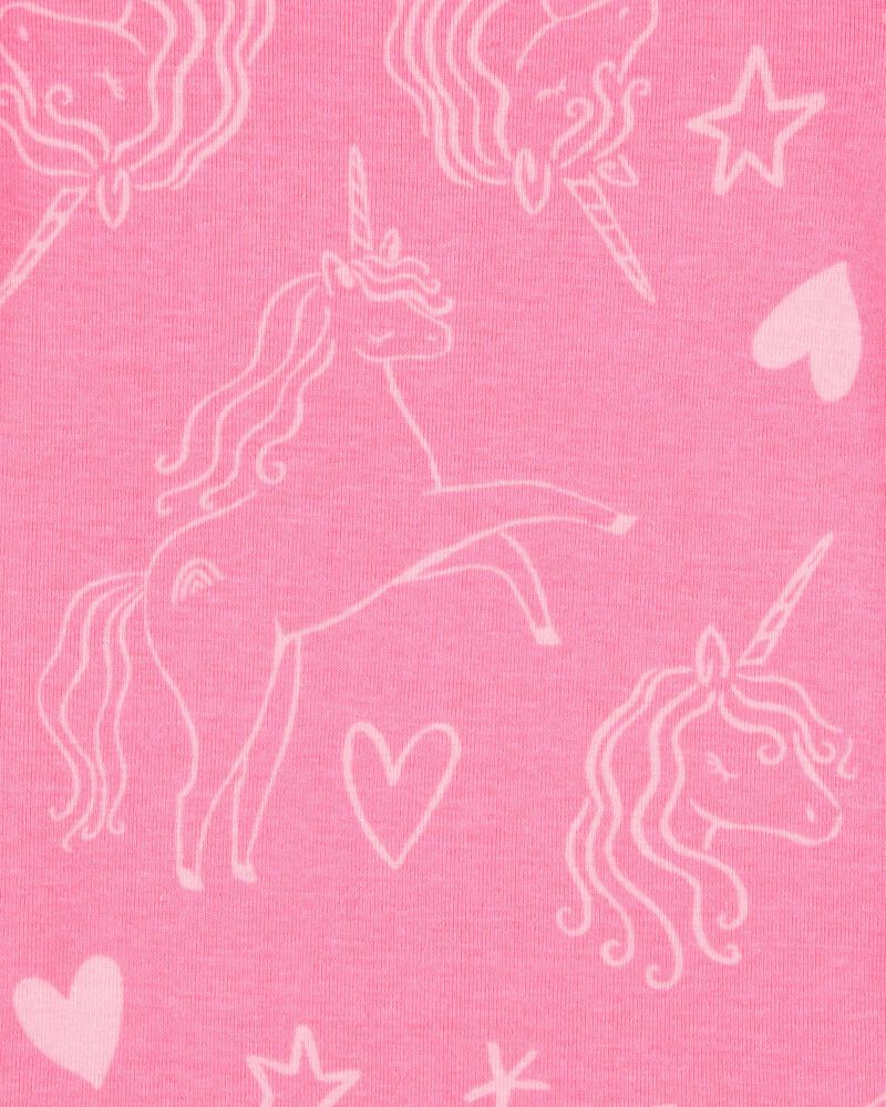 Baby Girl 4-Piece Unicorn Cotton Pajamas, image 3 of 4 slides