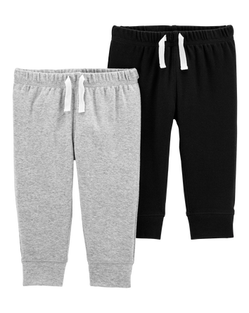 Baby Boy 2-Pack Cotton Pants - Grey/Black, 