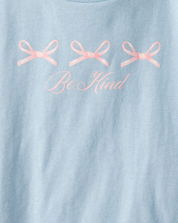 Girls Bow Short-Sleeve Graphic Tee - Blue, 
