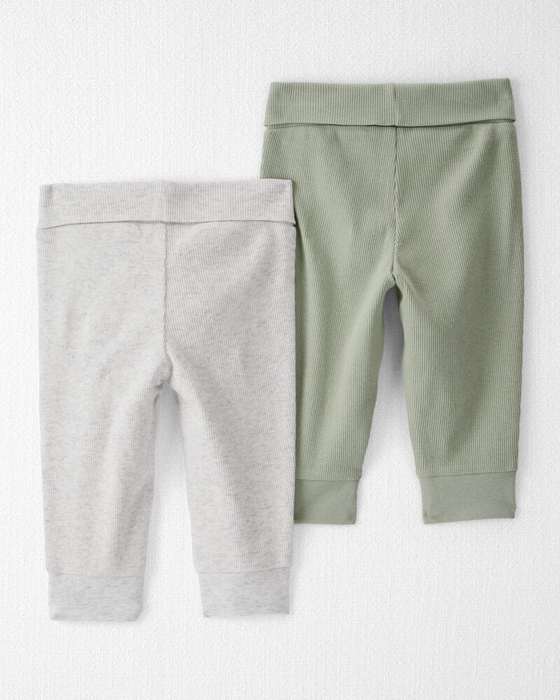 Baby Girl 2-Pack Organic Cotton Grow-With-Me Joggers, image 2 of 6 slides
