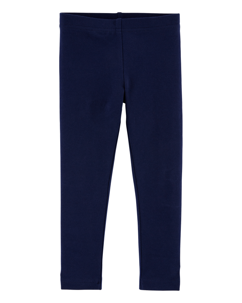 Baby Girl Cotton Stretch Leggings - Navy, image 1 of 4 slides