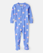 Baby Girl Smiley Face Print 100% Cotton Long-Sleeve Snug Fit 1-Piece Pajamas - Blue, image 1 of 4 slides