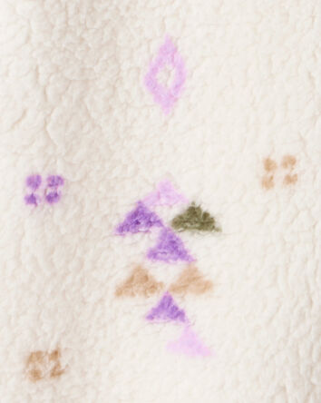 Baby Girl Aztec Print Sherpa Long-Sleeve Jumpsuit - Cream, 