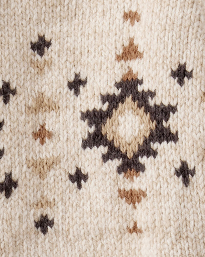 Baby Boy Southwestern Zip-Up Sweater - Ivory, image 2 of 3 slides