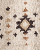 Baby Boy Southwestern Zip-Up Sweater - Ivory, image 2 of 3 slides