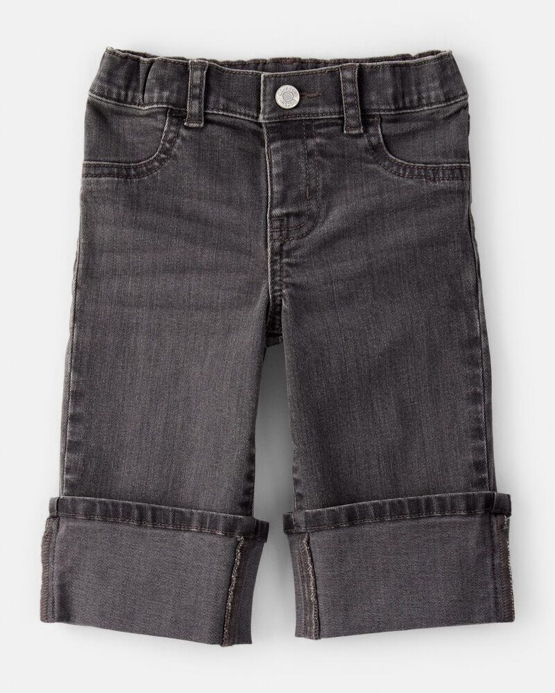 Baby Girl Denim Wide-Leg Cuff Jeans - Grey, image 1 of 4 slides