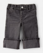 Baby Girl Denim Wide-Leg Cuff Jeans - Grey, image 1 of 4 slides