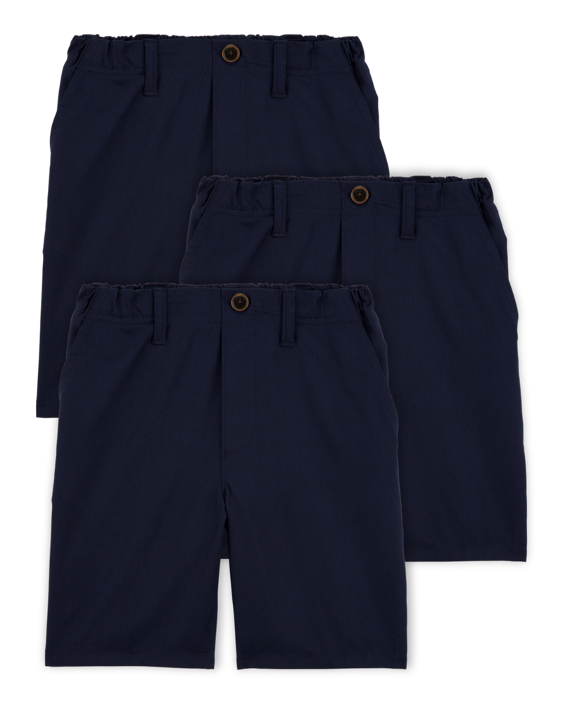Kid 3-Pack Active Pull-On Uniform Shorts - Navy, image 1 of 4 slides