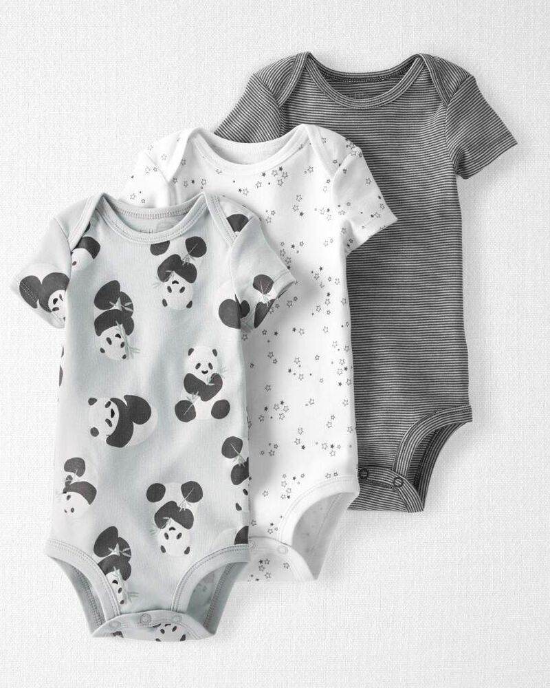 Baby 3-Pack Organic Cotton Rib Bodysuits, image 1 of 6 slides