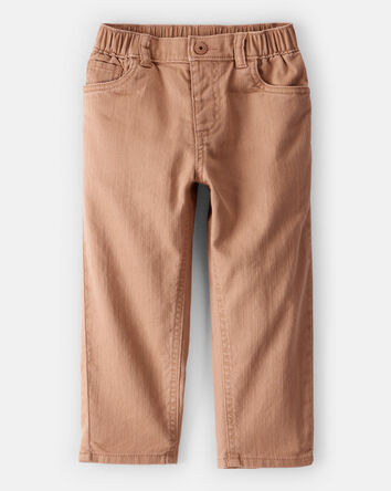 Toddler Boy  Tapered 100% Cotton Twill Pants - Tan, 