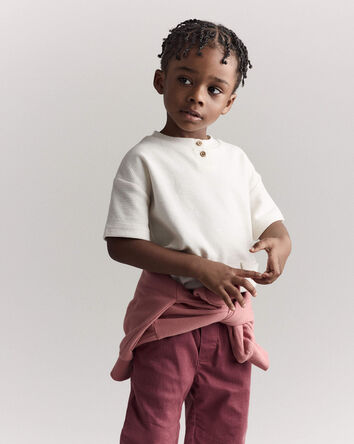 Toddler Boy Henley Tee with Pocket - Cream, 