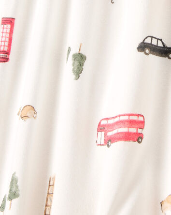 Baby London Print 2-Way Zip PurelySoft Sleep & Play Pajamas - Ivory, 