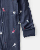 Baby Boy Football Print PurelySoft Long-Sleeve Sleep & Play Pajamas - Blue, image 3 of 8 slides