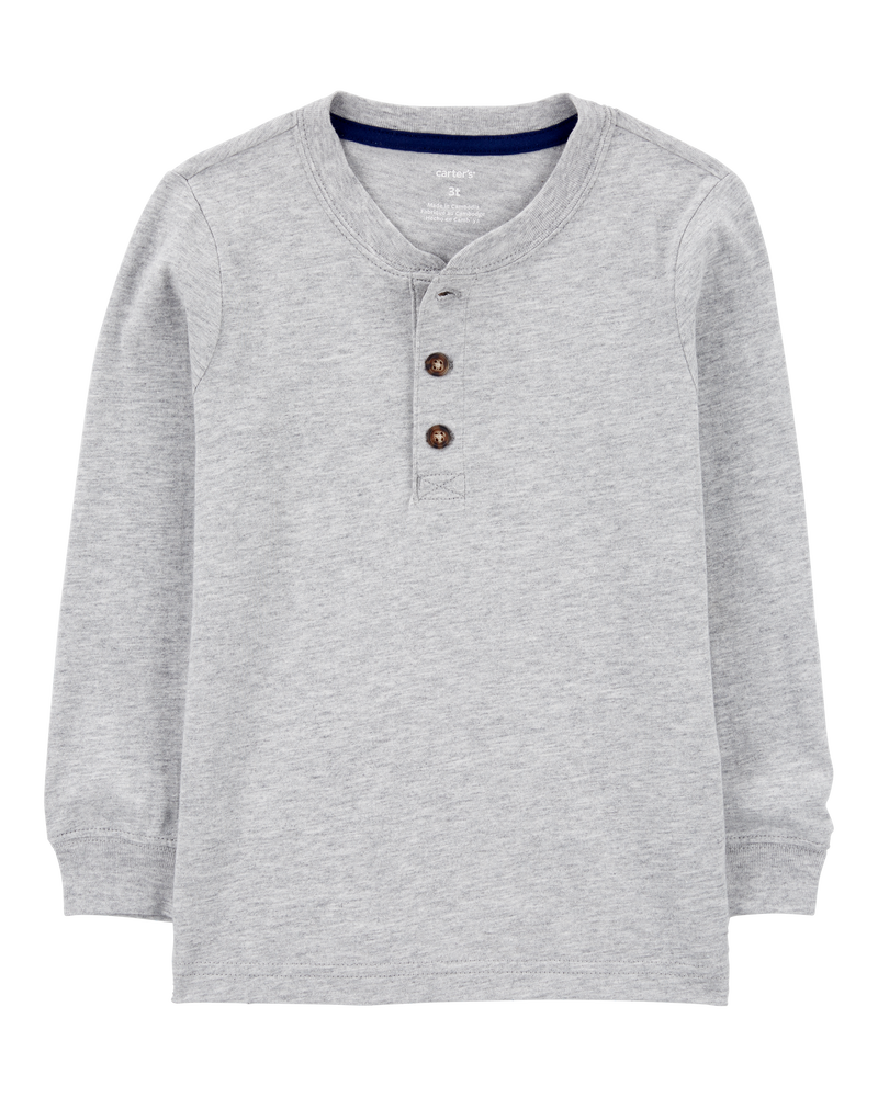 Toddler Boy Long-Sleeve Henley Tee - Grey, image 1 of 3 slides