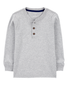 Toddler Boy Long-Sleeve Henley Tee - Grey, image 1 of 3 slides