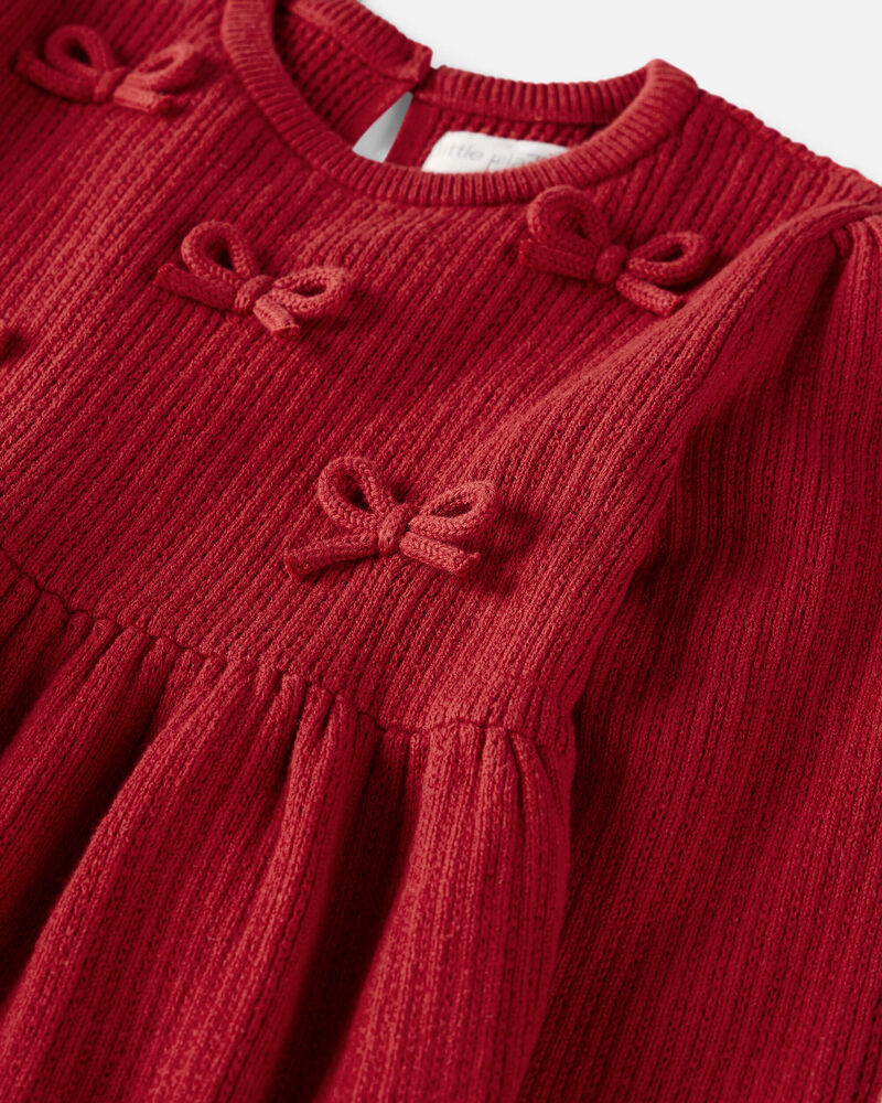 Toddler Girl Organic Cotton Sweater Knit Dress, image 3 of 5 slides
