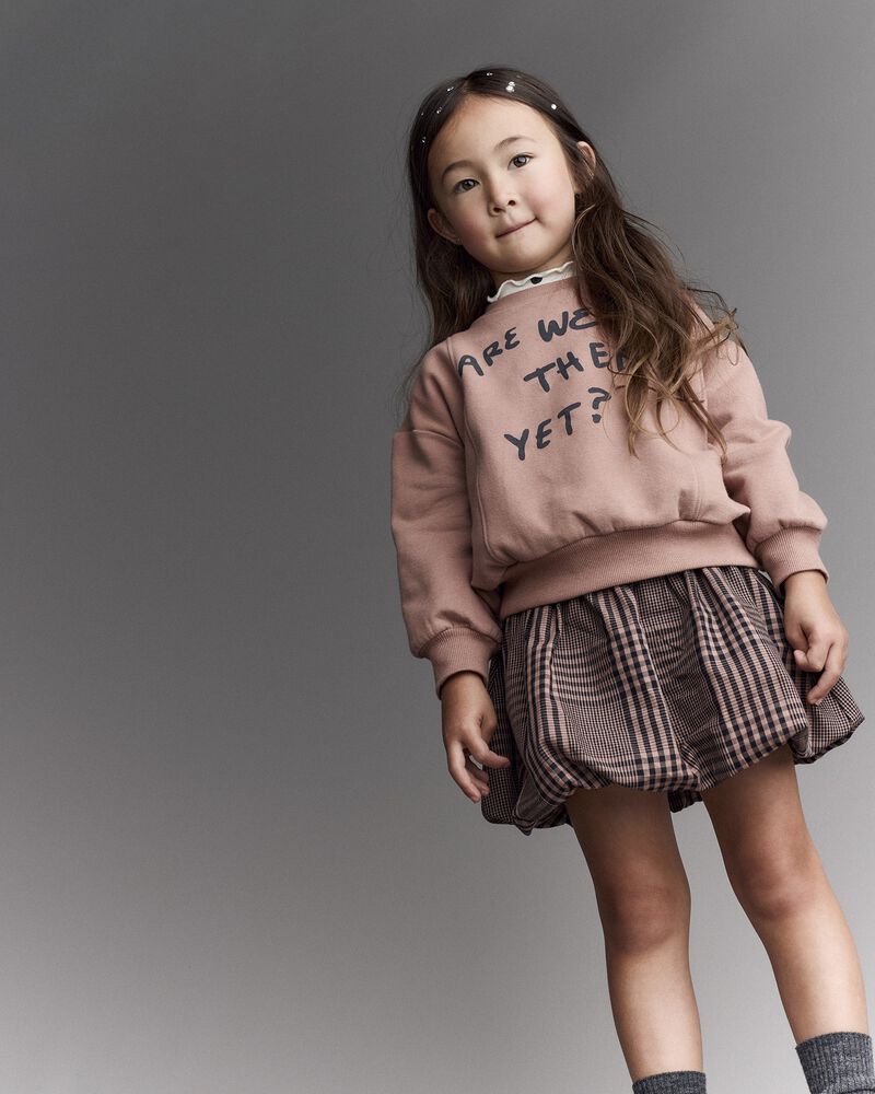 Toddler Neutral Are We There Yet' Pullover Sweatshirt - Mocha Brown, image 4 of 6 slides