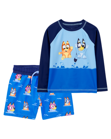 Toddler 2-Piece Bluey Rashguard & Swim Trunk Set, 