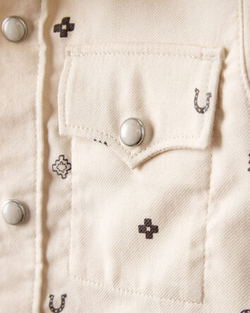 Baby Boy Western Print Cotton Long-Sleeve Button-Down Shirt - Ivory, 
