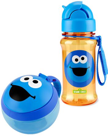 Sesame Street Snack Cup & Straw Bottle Set - Cookie Monster, 