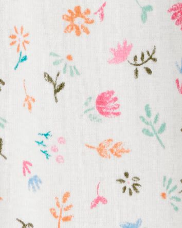 Baby Girl Floral Print Snug Fit Cotton Footie 1-Piece Pajamas - Ivory, 