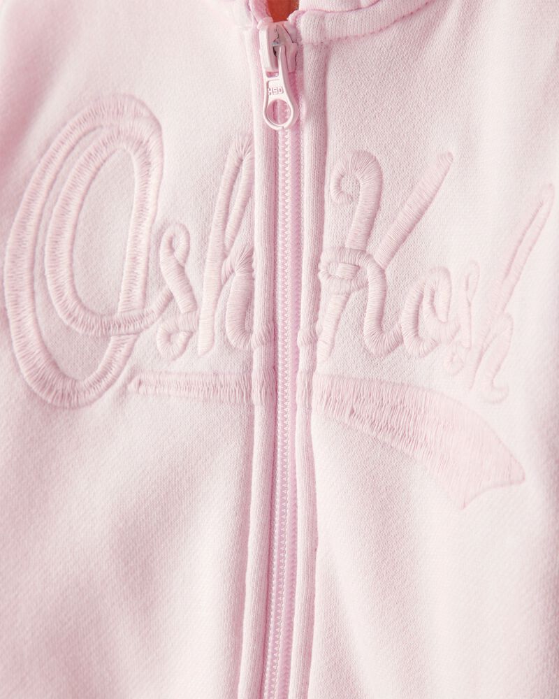 Baby Girl 2-Piece Hooded Zip-Up Jacket & Joggers Set - Pink, image 4 of 8 slides