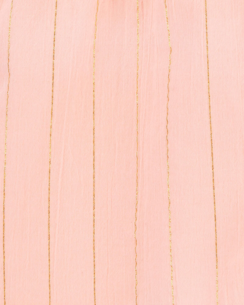 Toddler Boho Button-Up Crinkle Romper - Coral, image 2 of 3 slides