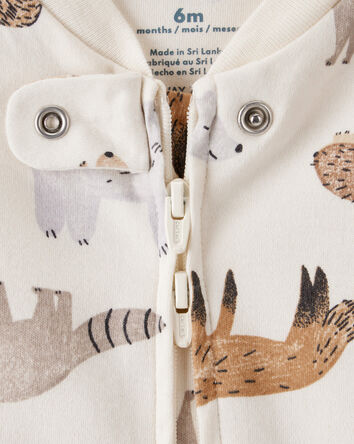 Baby Boy Fox Print 100% Cotton Long-Sleeve Sleep & Play Pajamas - Ivory, 