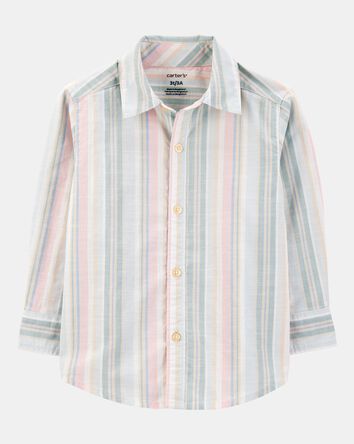 Toddler Striped Woven Long-Sleeve Button-Down Shirt, 