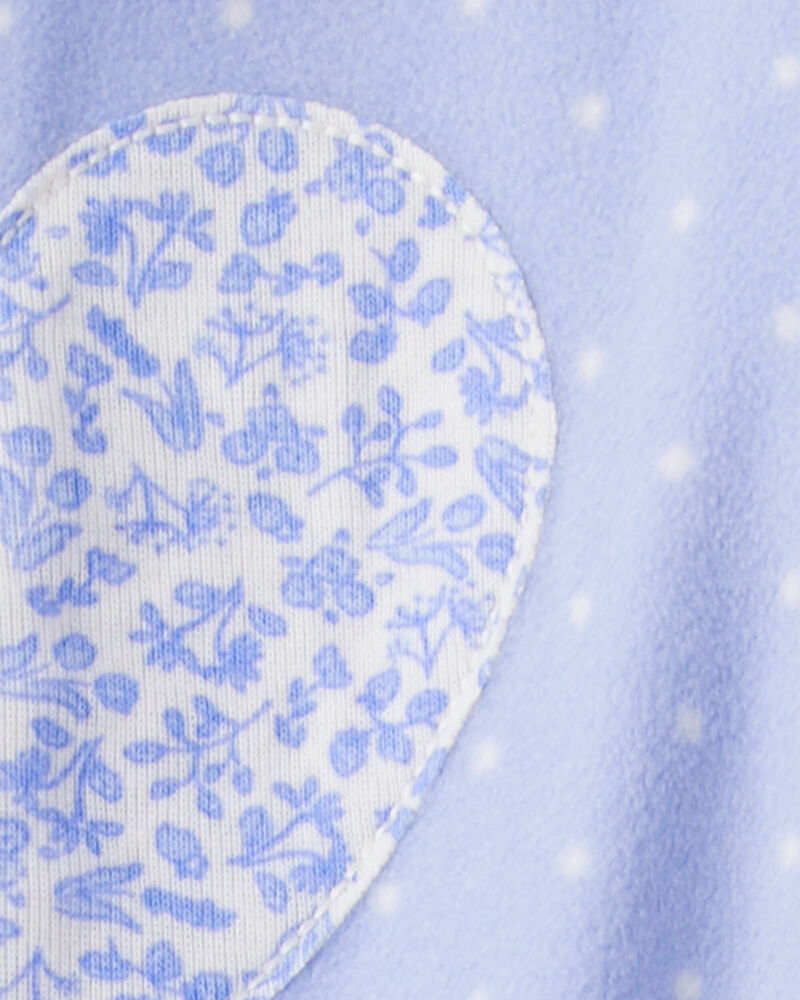 Toddler Girl Heart Polka Dot Loose Fit Long-Sleeve 1-Piece Pajamas - Blue, image 3 of 4 slides