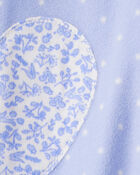Toddler Girl Heart Polka Dot Loose Fit Long-Sleeve 1-Piece Pajamas - Blue, image 3 of 4 slides