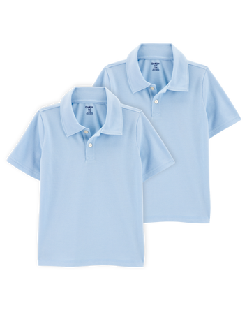 Kid 2-Pack Pique Uniform Polo Shirts - Light Blue, 