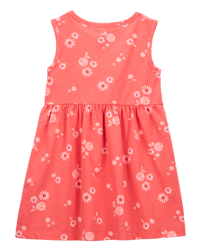 Toddler 2-Piece Floral Tank Dress & Bike Shorts Set - Orange, image 3 of 7 slides