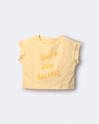 Toddler Girl 'Salty Sun Socials' Boxy Tee - Yellow, image 2 of 5 slides
