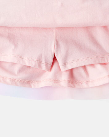 Toddler Girl 2-Piece Necklace Printed Tee & Rainbow Skort Set - Pink, 