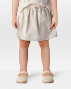 Toddler 2-Piece Floral Short-Sleeve Top & Striped Skort Set - Tan/Black, image 7 of 8 slides