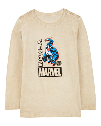 Kid Superhero Long-Sleeve Graphic Tee - Tan, 