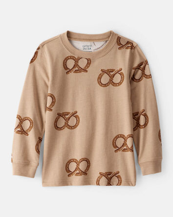 Toddler Boy Pretzel Print Long-Sleeve Tee - Brown, 