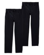Kid 2-Pack Active Pull-On Uniform Pants - Black, image 1 of 4 slides