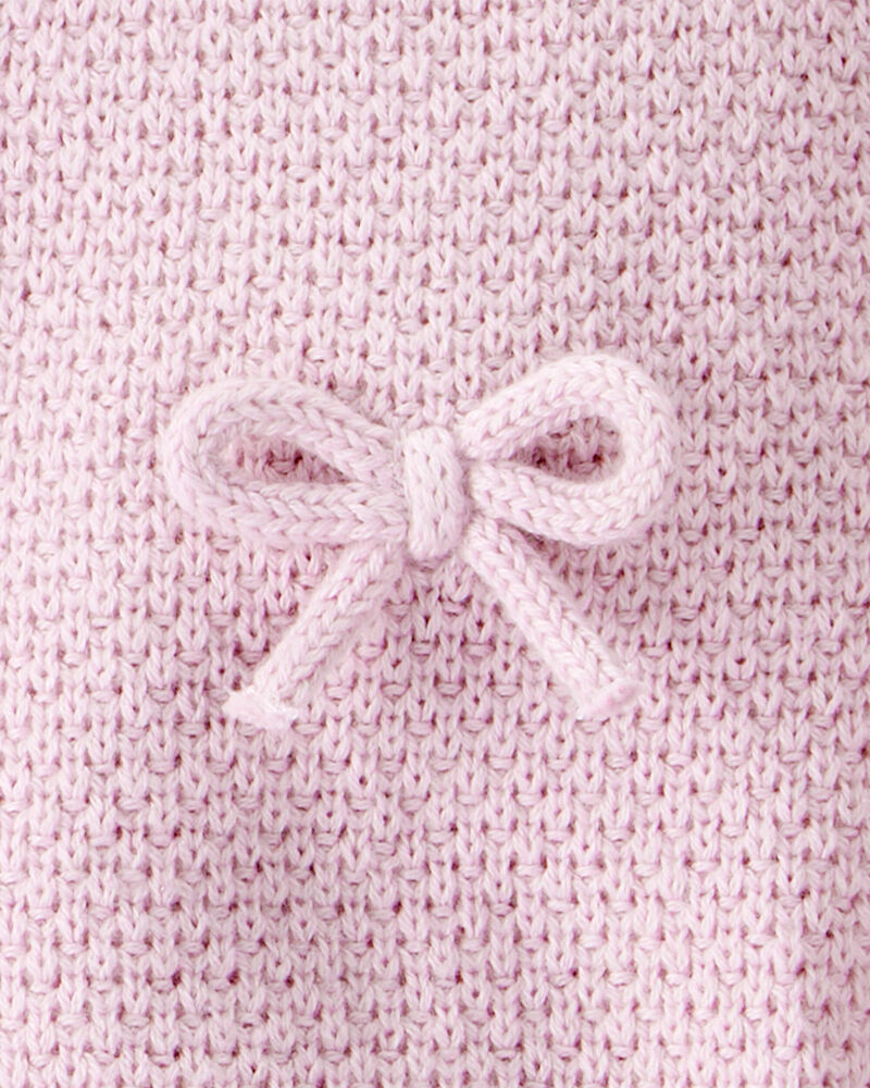 Baby Girl 2-Piece Organic Cotton Bow Sweater Knit Set, image 3 of 4 slides