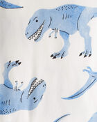Baby Boy Dinosaur Print 100% Cotton Long-Sleeve 4-Piece Pajamas - White/Blue, image 3 of 4 slides