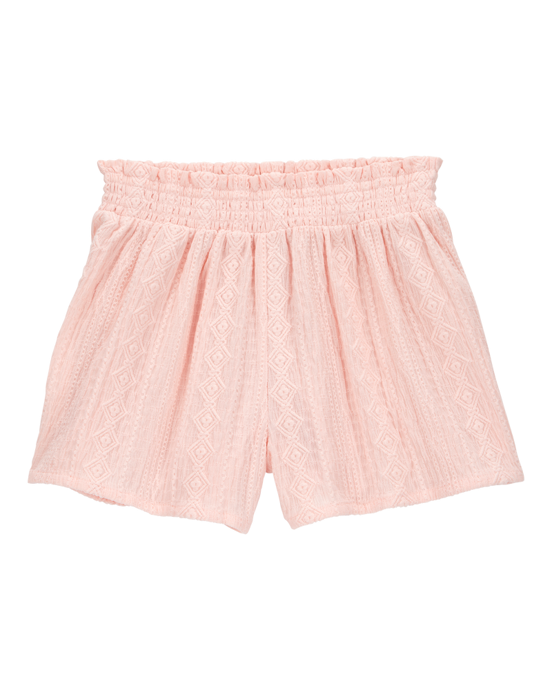 Kid 2-Piece Ruched Textured Tank & Pull-On Smocked Shorts Set - Pink, image 4 of 7 slides
