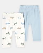 Baby Boy 2-Pack PurelySoft Pull-On Pants - Blue/Ivory, image 1 of 7 slides