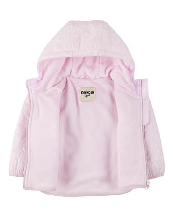 Toddler Girl Floral Quilted Midweight Jacket - Pink, 